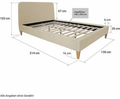 Homestyle4U Apstatyta lova, 150x214 cm, smėlio spalvos