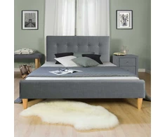 Homestyle4U Apmušta lova, 124.5x213x96.5 cm, pilka