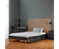 Homestyle4U Paminkštinta lova, 95x32x210 cm, pilka