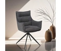 Homestyle4U Aptrauktų kėdžių komplektas, 56x86.5x62 cm, antracito spalvos, audinys, sukamasis