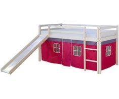 Homestyle4U Dviaukštė lova, 207.5x110x219.5 cm, rožinė