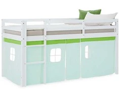 Homestyle4U Dviaukštė lova, 207.5x110x99.5 cm, žalia