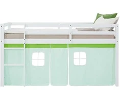 Homestyle4U Dviaukštė lova, 207.5x110x99.5 cm, žalia