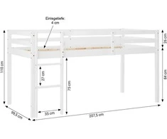 Homestyle4U Loft lova, 207.5x110x99.5 cm, balta mėlyna