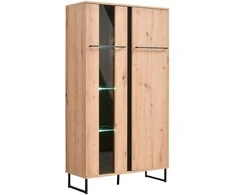 Homestyle4U Vitrina, 84,5x153x35 cm, ruda ir juoda