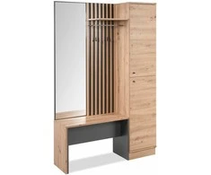 Homestyle4U Prieškambario spintos komplektas, 122x190x37 cm, ruda
