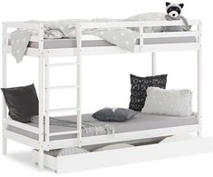 Homestyle4U Dviaukštė lova, 207x150x97 cm, balta