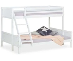 Homestyle4U Dviaukštė lova, 207x146.5x139 cm, balta