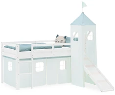 Homestyle4U Dviaukštė lova, 207.5x228x217.5 cm, balta ir žalia