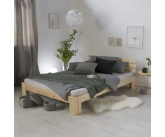 Homestyle4U Dvigulė lova, 144x204 cm, ruda