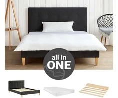 Lova Homestyle4U Aptrauktas lovos rėmas, 144.5x95x211 cm, pilka
