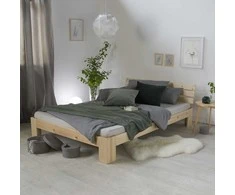 Homestyle4U Dvigulė lova, 144x204 cm, ruda