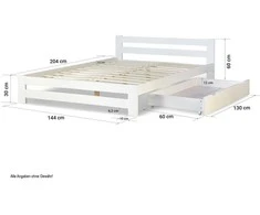 Lova Homestyle4U Dvigulės lovos rėmas, 144x204x60 cm, balta
