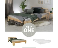 Homestyle4U Dvigulė lova, 144x204 cm, ruda