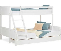 Homestyle4U Dviaukštė lova, 207x139x146.5 cm, balta