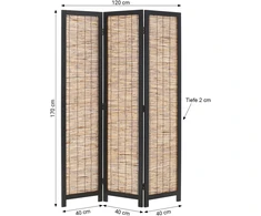 Homestyle4U Kambario pertvara, 120x2x170 cm, juoda ir ruda