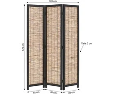 Homestyle4U Kambario pertvara, 120x2x170 cm, juoda ir ruda