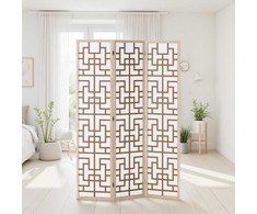 Homestyle4U Kambario pertvara, Shoji 3 dalių, 120x2x170 cm, natūrali ruda balta