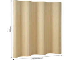 Homestyle4U Kambario pertvara, bambukinė privatumo užuolaida, 200x250 cm, smėlio spalvos