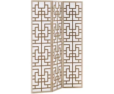 Homestyle4U Kambario pertvara, Shoji 3 dalių, 120x2x170 cm, natūrali ruda balta