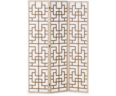 Homestyle4U Kambario pertvara, Shoji 3 dalių, 120x2x170 cm, natūrali ruda balta