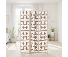 Homestyle4U Kambario pertvara, Shoji 3 dalių, 120x2x170 cm, natūrali ruda balta