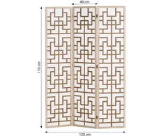 Homestyle4U Kambario pertvara, Shoji 3 dalių, 120x2x170 cm, natūrali ruda balta