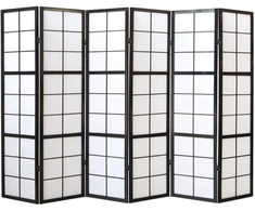 Homestyle4U Kambario pertvara, Shoji 6 dalių sulankstoma, 264x2,2x175 cm, juoda