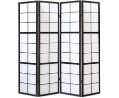 Homestyle4U Kambario pertvara, Shoji sulankstoma, 176x2.2x175 cm, juoda