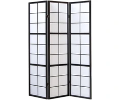 Homestyle4U Kambario pertvara, Shoji sulankstoma 3 dalių, 132x2,2x175 cm, juoda