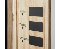 Homestyle4U Kambario pertvara, medinė 3 dalių juodos lentos privatumo ekranas-organizatorius, 120x2x170 cm, ruda