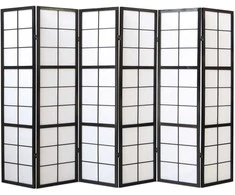 Homestyle4U Kambario pertvara, Shoji 6 dalių sulankstoma, 264x2,2x175 cm, juoda
