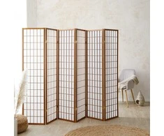 Homestyle4U Kambario pertvara, Shoji sulankstoma, 264x2.2x175 cm, ruda