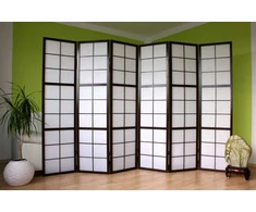 Homestyle4U Kambario pertvara, Shoji 6 dalių sulankstoma, 264x2,2x175 cm, juoda