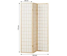 Homestyle4U Kambario pertvara, Shoji 3 dalių sulankstoma, 132x2,2x175 cm, ruda