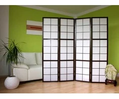 Homestyle4U Kambario pertvara, Shoji sulankstoma, 176x2.2x175 cm, juoda