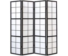 Homestyle4U Kambario pertvara, Shoji sulankstoma, 176x2.2x175 cm, juoda