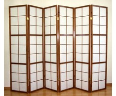 Homestyle4U Kambario pertvara, Shoji sulankstoma, 264x2.2x175 cm, ruda