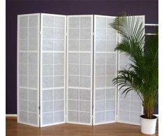 Homestyle4U Kambario pertvara, Shoji 5 dalių sulankstoma, 220x2.2x175 cm, balta