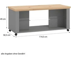 Homestyle4U Kavos staliukas, 114.5x49x50.5 cm, pilka ir ruda