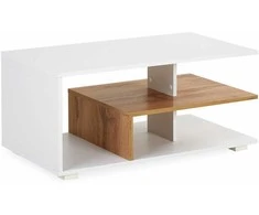 Homestyle4U Kavos staliukas, 90x41x50 cm, balta, ruda