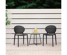 Homestyle4U Sodo kėdžių komplektas, 41x77,5x48 cm, juoda