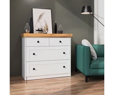 Homestyle4U Komoda, 92.5x82x42 cm, Balta, Ruda
