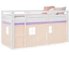Homestyle4U Dviaukštė lova, 207.5x110x99.5 cm, balta, violetinė, oranžinė