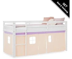 Homestyle4U Dviaukštė lova, 207.5x110x99.5 cm, balta, violetinė, oranžinė