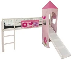 Homestyle4U Dviaukštė lova, 207.5x228x219.5 cm, rožinė
