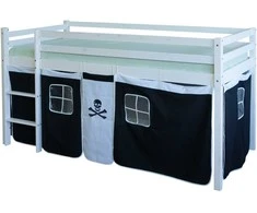 Homestyle4U Dviaukštė lova, 207.5x110x96.5 cm, juoda