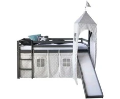 Homestyle4U Dviaukštė lova, 207.5x228x219.5 cm, pilka