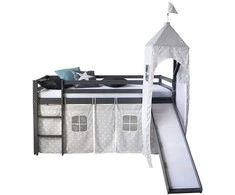 Homestyle4U Dviaukštė lova, 207.5x228x219.5 cm, pilka