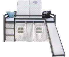 Homestyle4U Vaikiška aukšta lova, 207.5x161.5x219.5 cm, pilka